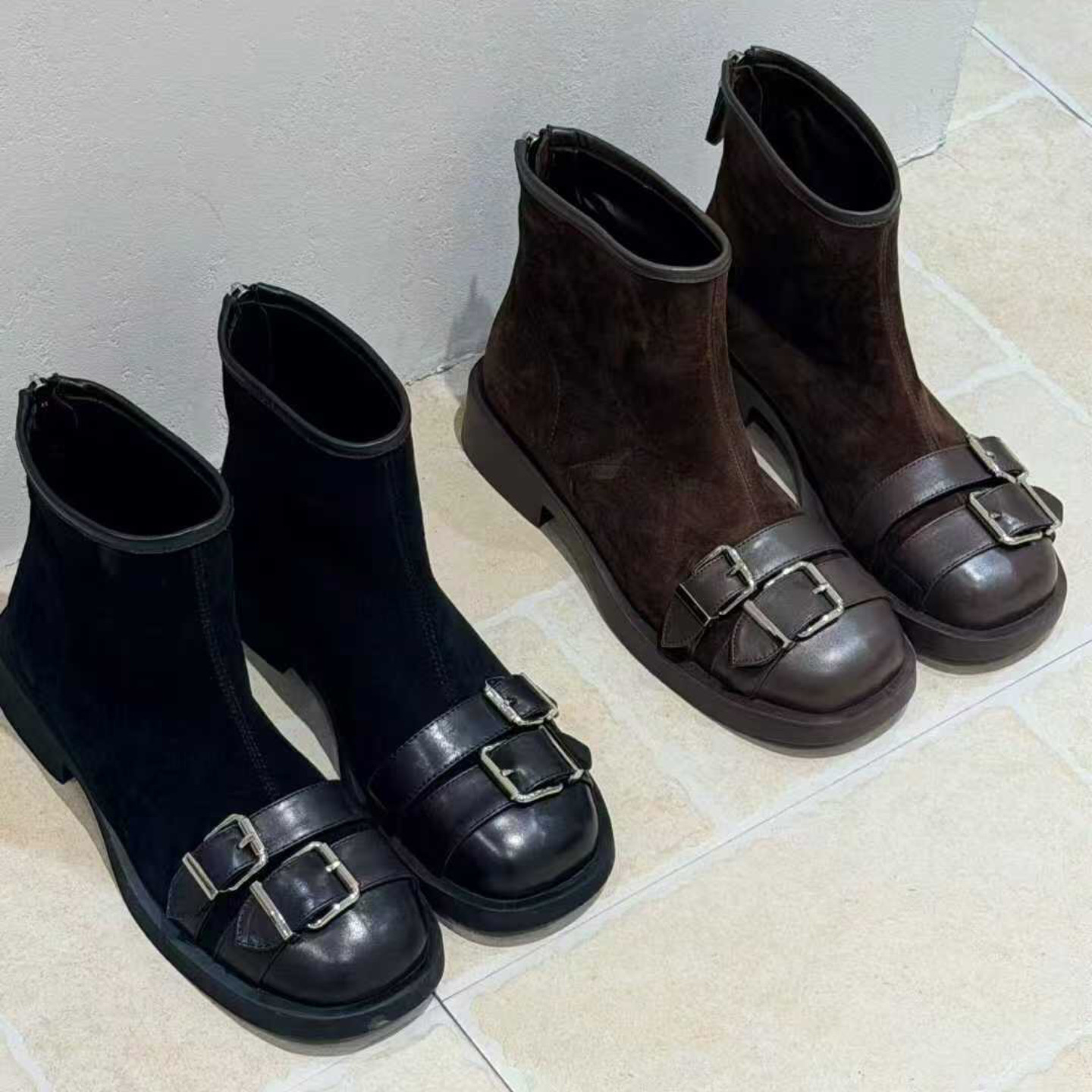 欧洲站欧洲站欧洲站2025欧货真皮女鞋子时尚皮带扣单鞋鞋马丁靴潮