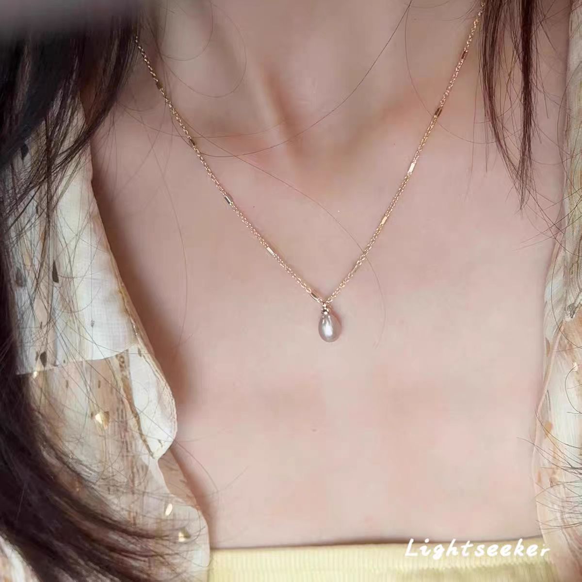 海琳新款珍珠项链女款2025新款高级感轻奢小众精致配饰锁骨链