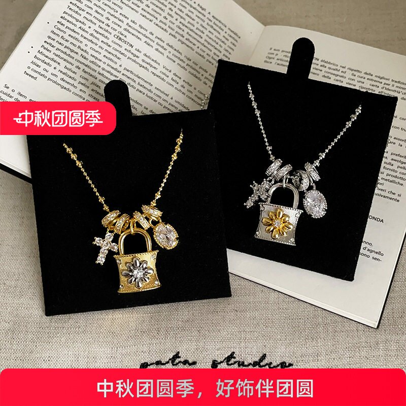 重工轻奢小众复古锆石圈圈流苏项链女简约个性百搭时尚颈链锁骨链