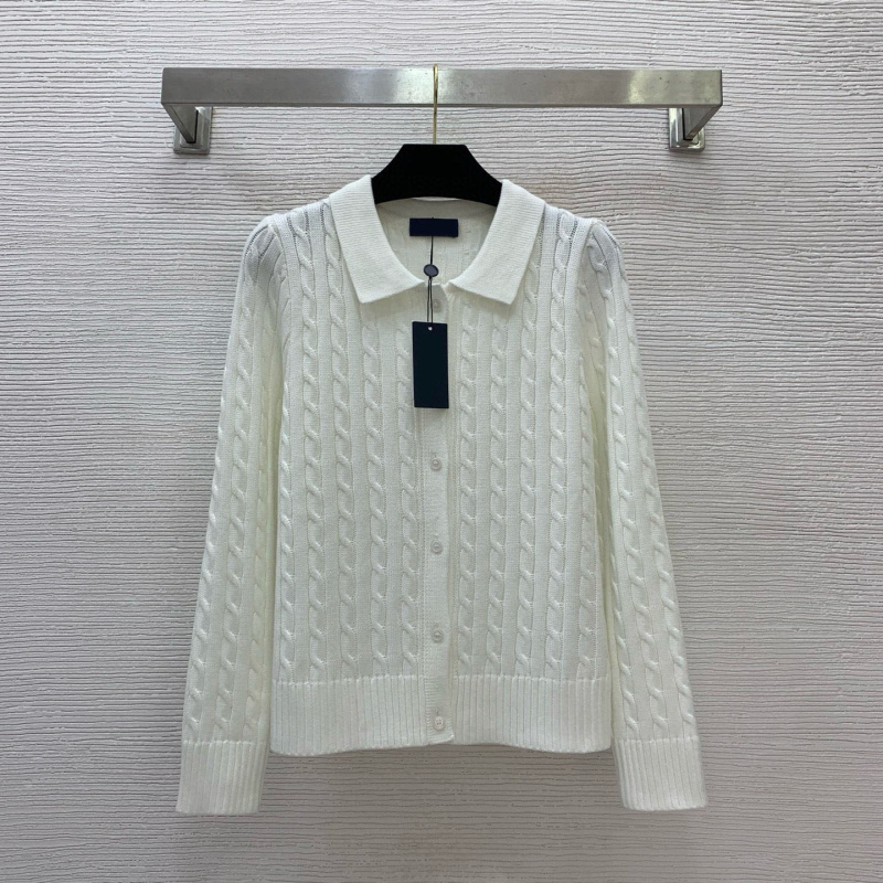 坑条麻花纹修身显瘦系扣翻领长袖针织开衫