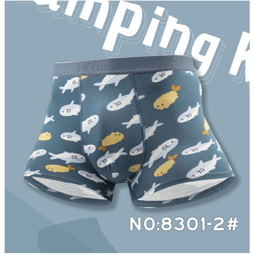 混色2条  青少年明筋活性印染男士内裤抗菌低档纯棉四角短裤