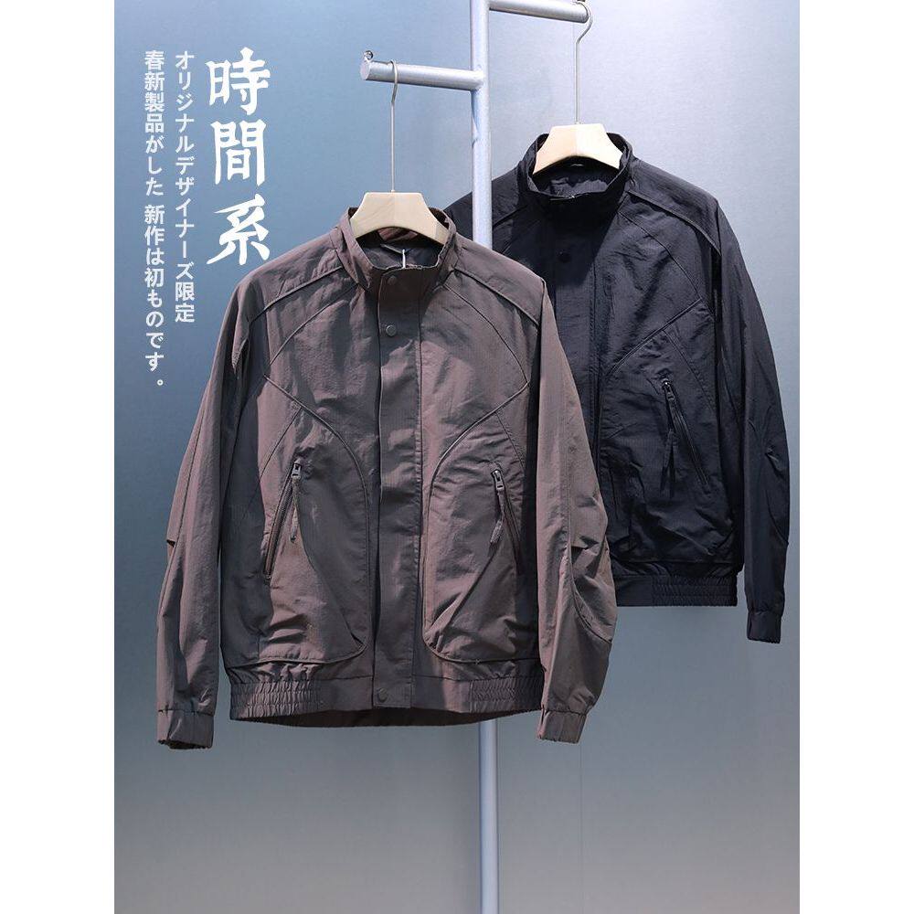 帅气显高的通勤休闲夹克2025春季薄款立领夹克男春秋工装外套潮