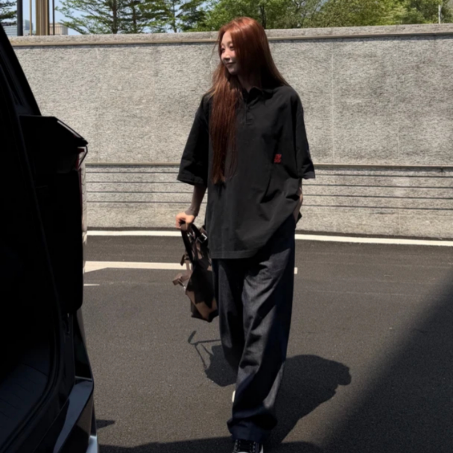 26年春夏季新款POLO衫囍字短袖时尚百搭黑色T恤男士美式痞帅潮流