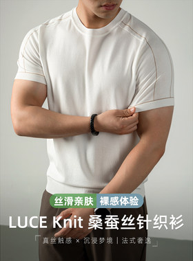LUCE Knit 桑蚕丝针织衫短袖T恤男夏季薄款透气休闲高端法式轻奢