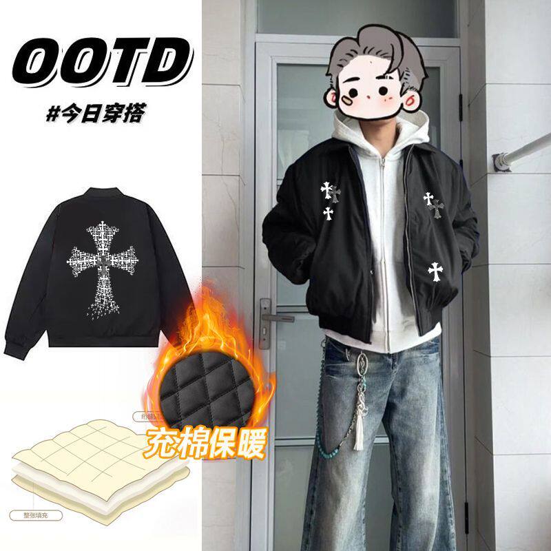 秋冬款棒球服男女oversize韩版宽松学生原宿港风炸街加厚夹克外套