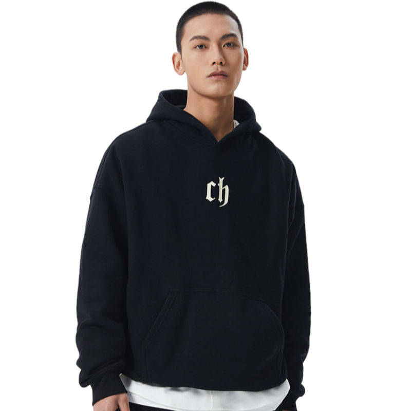 当天发黑色圆领连帽卫衣男潮牌春秋情侣帽衫美式男生重磅休闲外套