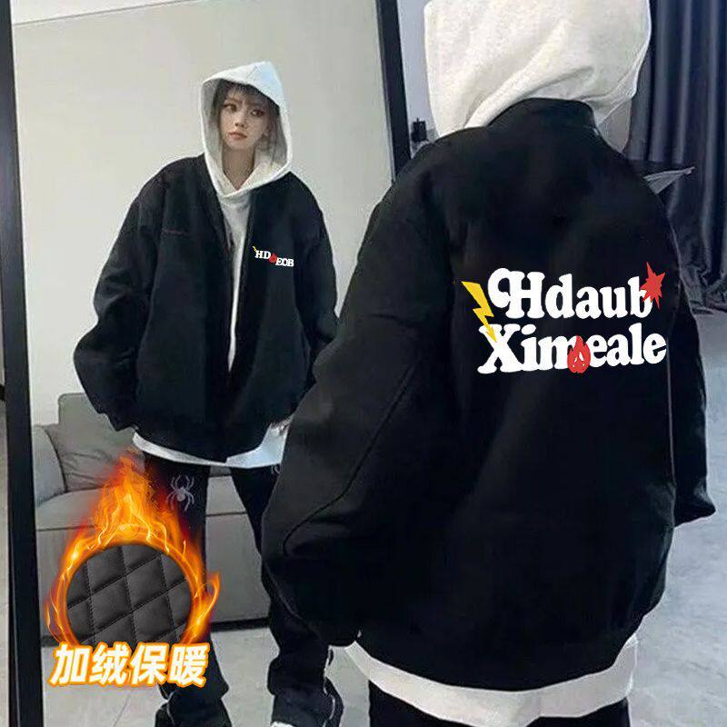 美式复古飞行员黑色加厚保暖夹克新款秋冬季高街潮牌男女情侣外套