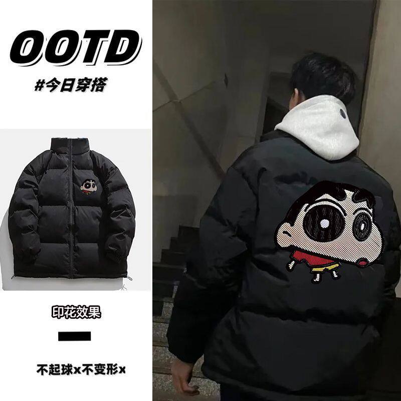 港风潮流男女卡通棉服秋冬无帽日系百搭情侣外套时尚宽松印花棉衣