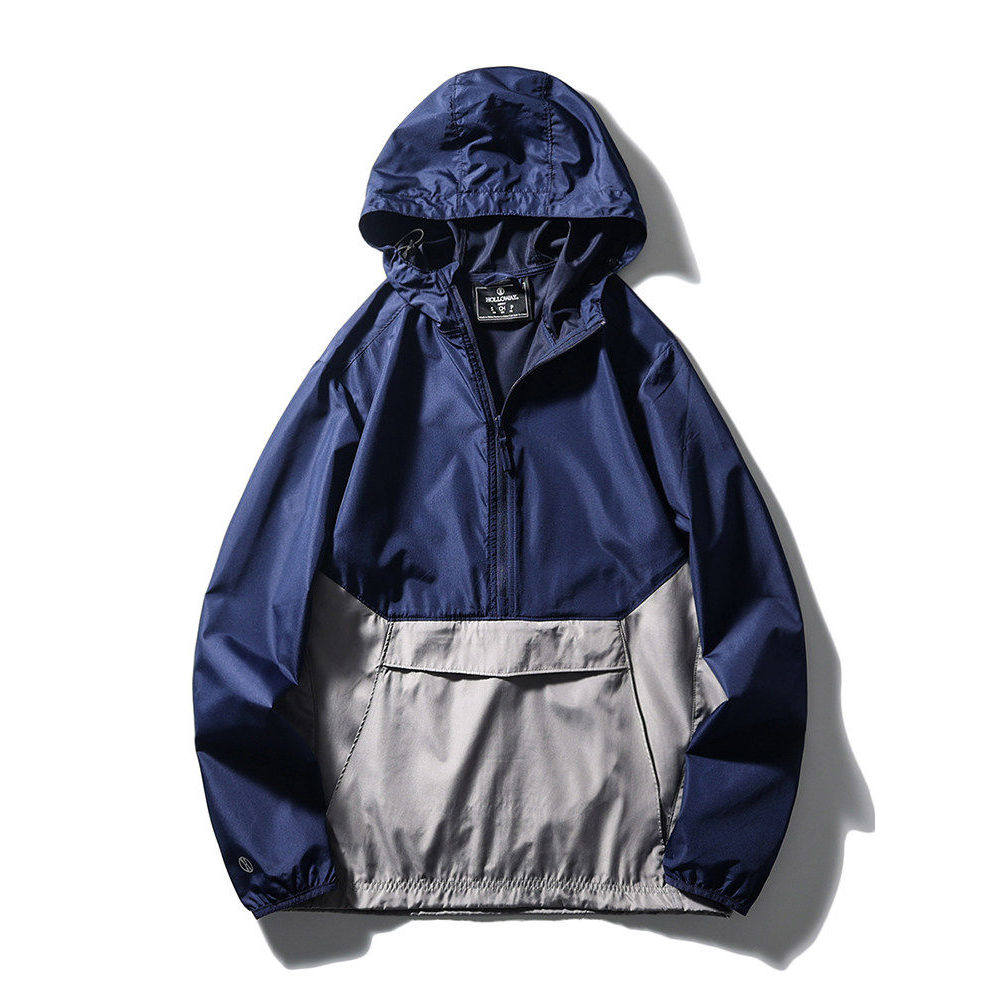 美式半拉链冲锋衣外套男春秋款山系户外运动风衣外贸出口薄款夹克