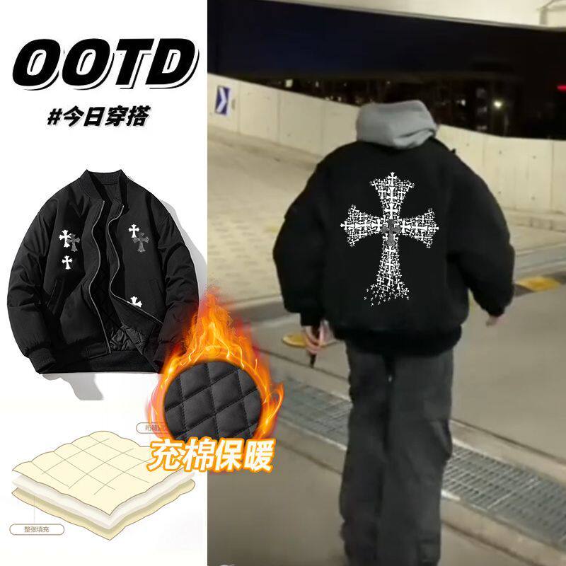 秋冬款棒球服男女oversize韩版宽松学生原宿港风炸街加厚夹克外套