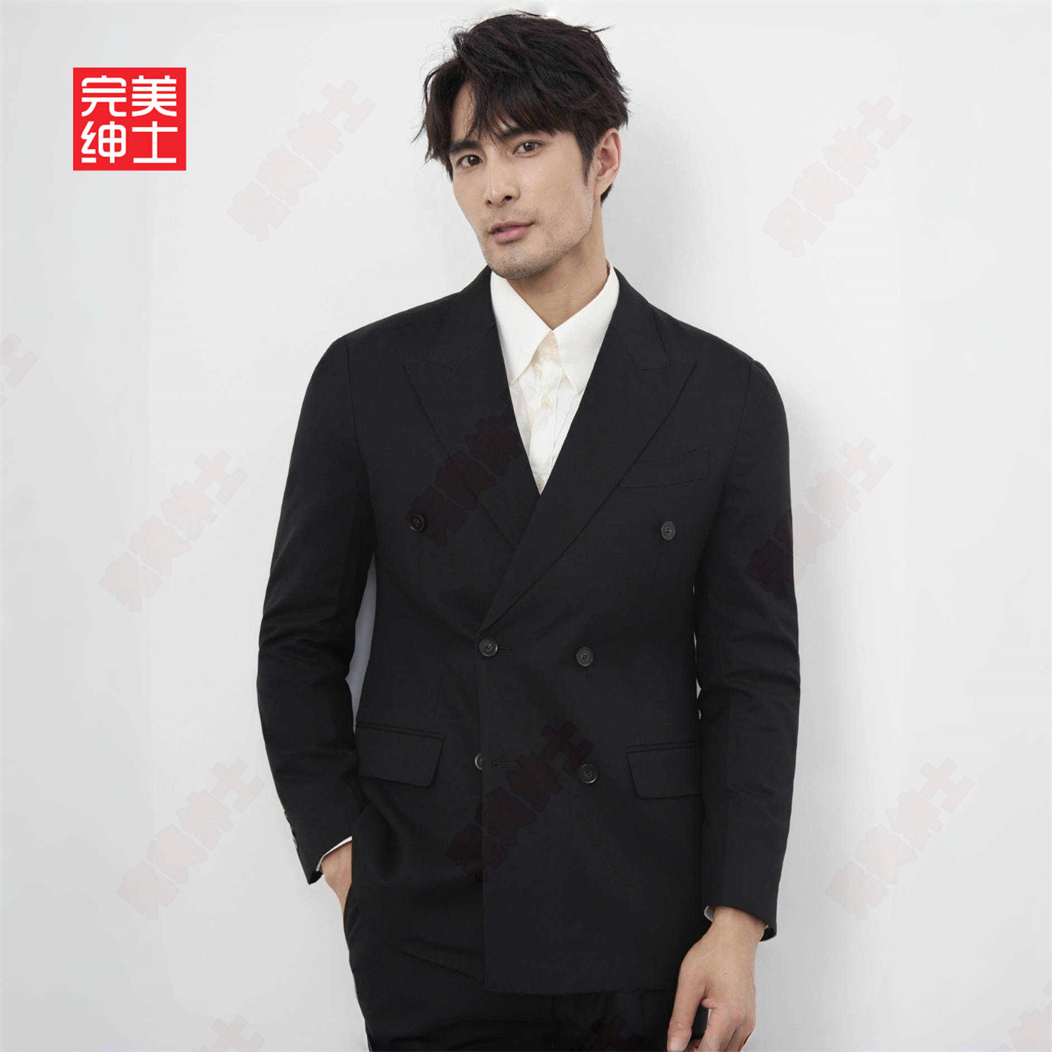 双排扣戗驳领西装男款高级感胖子穿大码结婚礼服男士西服套装高档