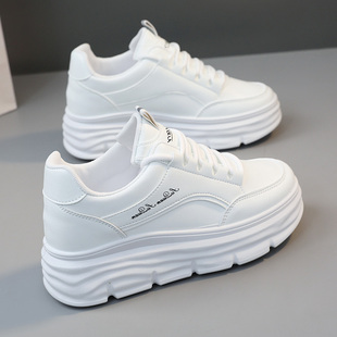 新款皮面女鞋2023夏季小白鞋厚底内增高时尚休闲鞋时尚女鞋