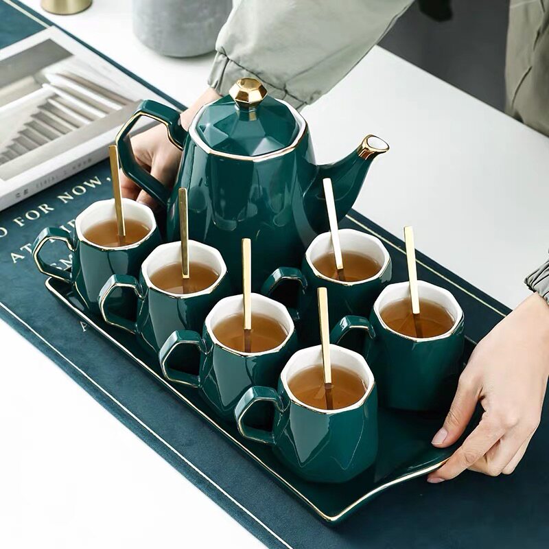 咖啡杯欧式小奢华高档北欧祖母绿