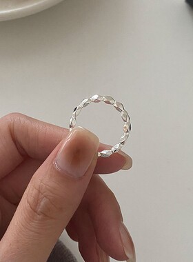 s925纯银不规则米粒戒指女简约气质时尚个2026年新款轻奢原创设计