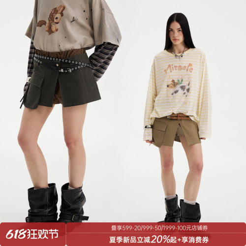 DIDDIMODA 两件套工装搭片洗水A字廓形短裤女夏外穿2026新款