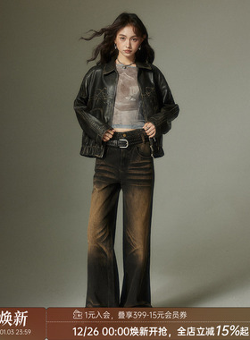 【清仓特惠】DIDDI MODA原创设计直筒牛仔裤美式高街大口袋阔腿裤