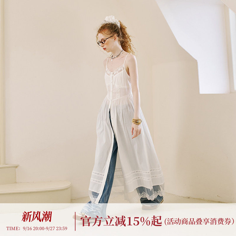 【清仓特惠】DIDDIMODA 蕾丝吊带裙叠穿气质长裙收腰显瘦连衣裙图片