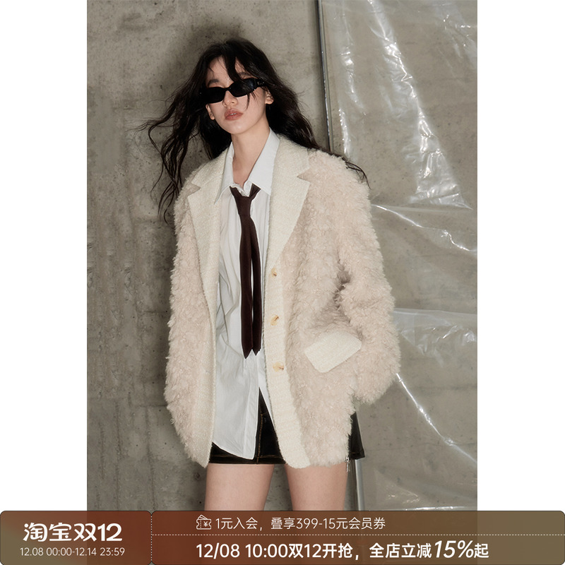 DIDDIMODA高级感米色羊羔毛外套