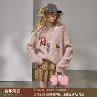 字母套头宽松上衣毛衣女2025新款 云朵感手袖 毛线衣 MODA DIDDI