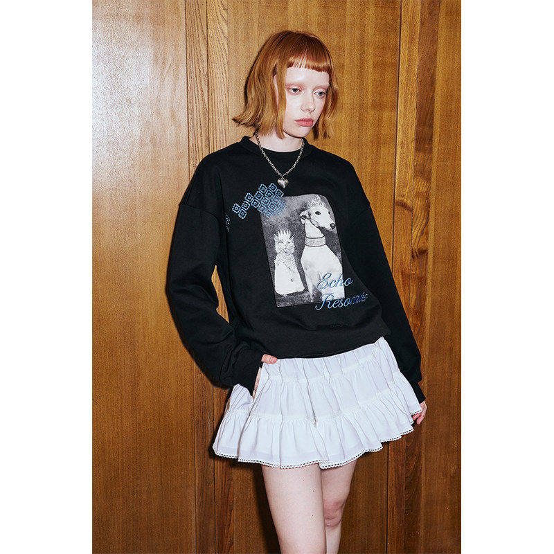 DIDDIMODA猫狗印花/贴布小狗卫衣/半裙