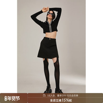 【清仓特惠】DIDDI搭配王炸黑白百搭高腰半身裙显瘦收腰a字裙