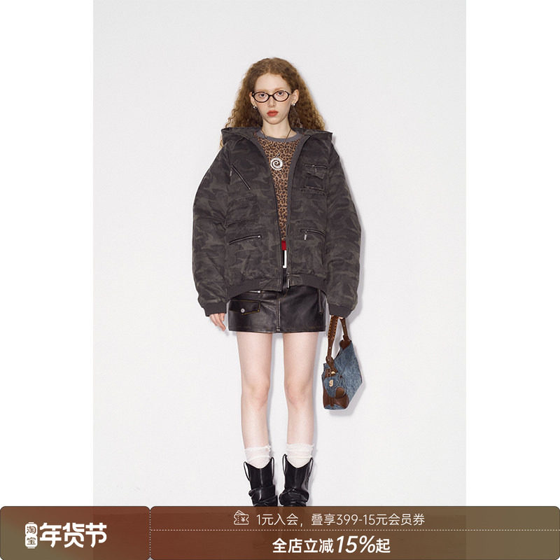 【清仓特惠】DIDDIMODA重工洗水迷彩口袋连帽外套复古挺阔棉上衣,女装/女士精品,短外套,淘宝优惠券,粉丝福利购,淘宝优惠卷