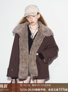 DIDDI MODA冬日慵懒感毛毛外套女仿羊羔毛甜酷夹克2025冬季