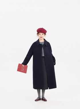 REST HEART 2025冬季新品 翻领单排扣宽松版中长款大衣