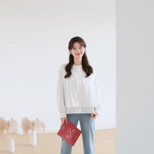 REST HEART 2026秋季新品 假两件风琴褶皱纯棉双层衬衫