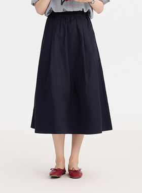 REST HEART 2024春夏新品 法式百搭藏蓝伞裙半身裙