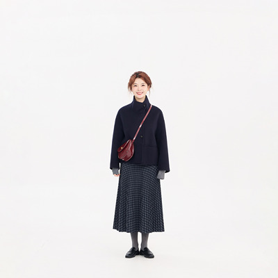 REST HEART 2025冬季新品 小立领短款双面羊毛大衣