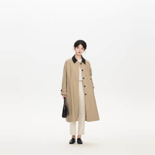 RESTHEART翻领撞色风衣