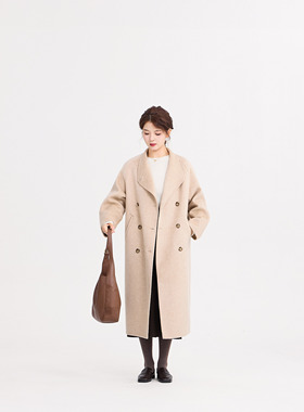 REST HEART 2025秋冬新品 立领骆驼绒高级感双面羊毛大衣