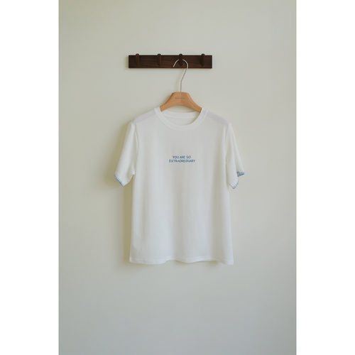REST HEART 2026夏季新品 字母刺绣圆领宽松版短袖T恤