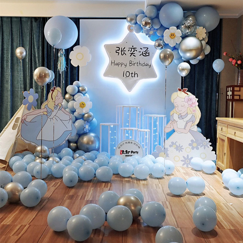 氦飘乐生日气球背景上门布置