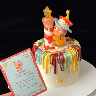 饰摆件卡通儿童生日海绵公仔蜡烛插件 可爱许愿宝宝星星人蛋糕装