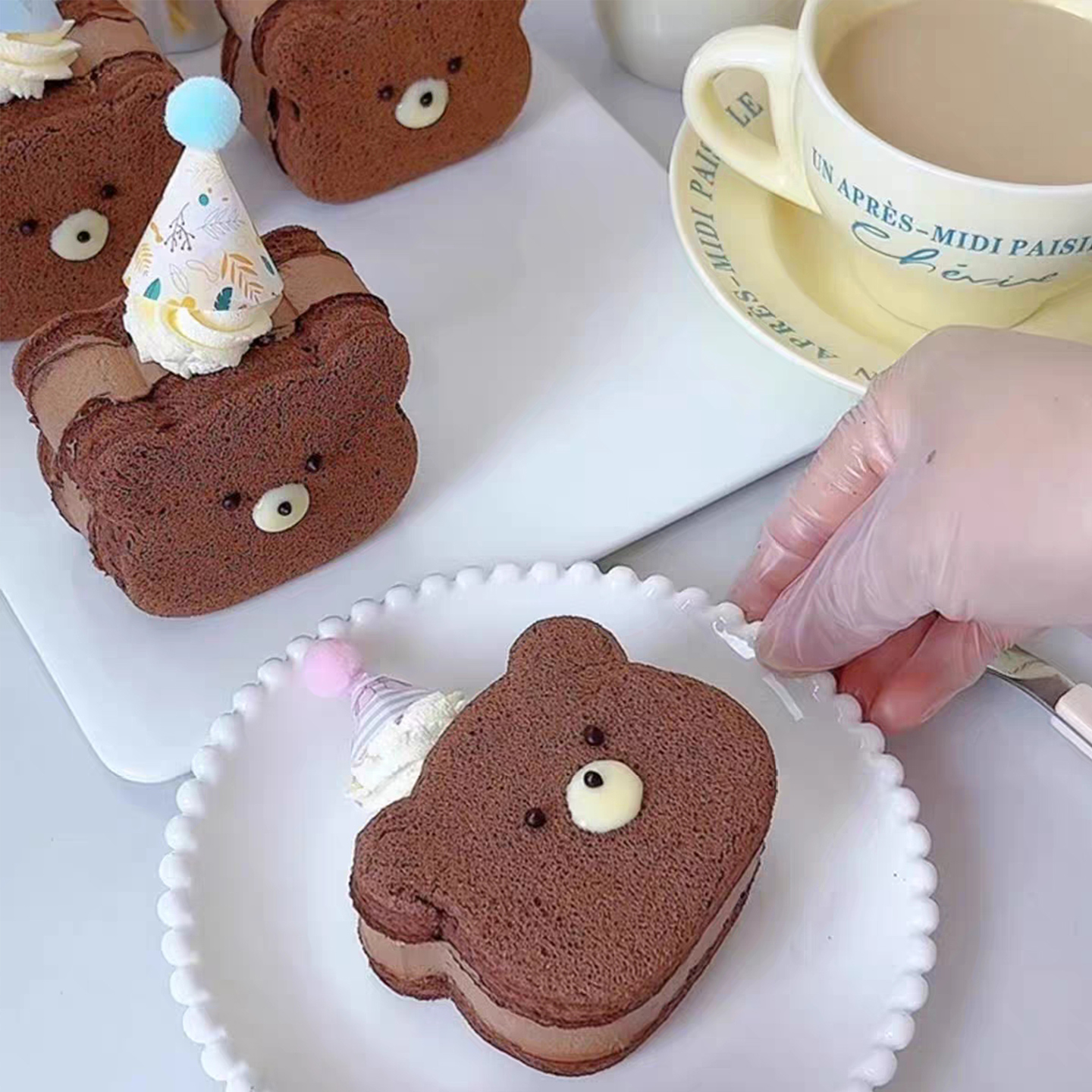 网红卡通生日蛋糕按压式模具小猫小熊翻糖饼干烘焙塑料切模工具