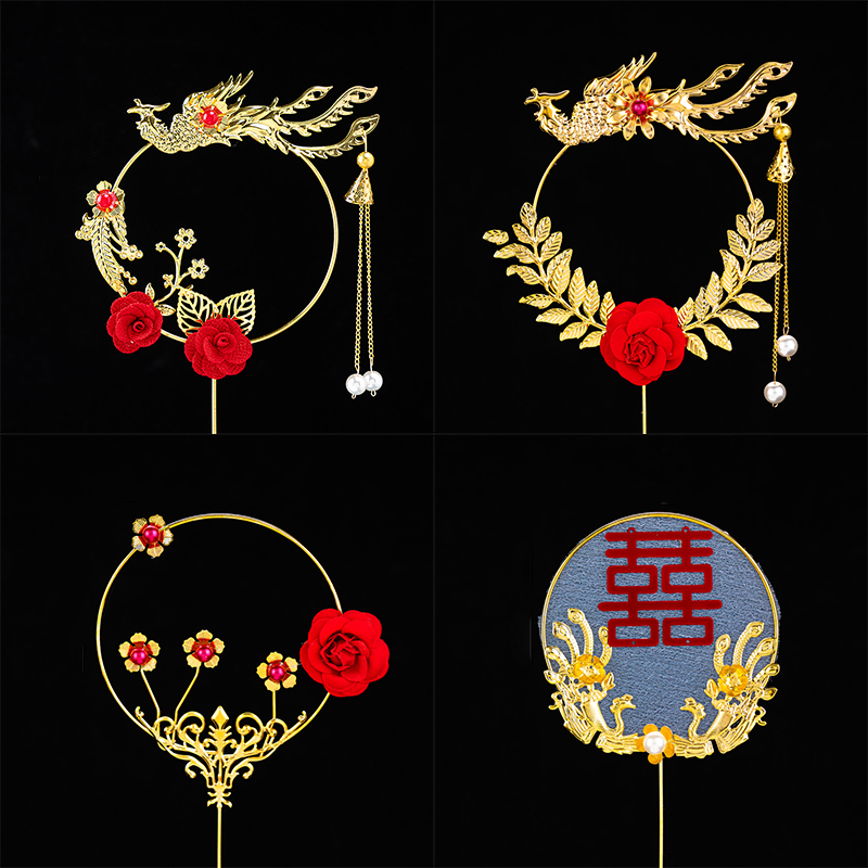 铁艺凤凰扇子复古花朵流苏