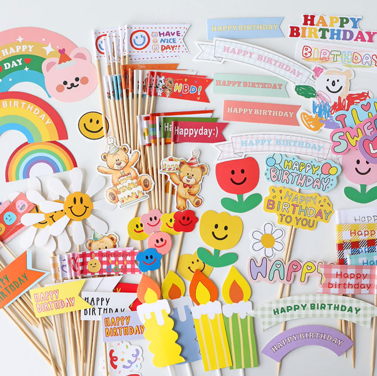 韩国ins风彩旗蛋糕装饰插件