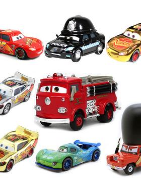 汽车总动员消防车小红飙车老大布斯特电镀金色麦昆合金汽车玩具