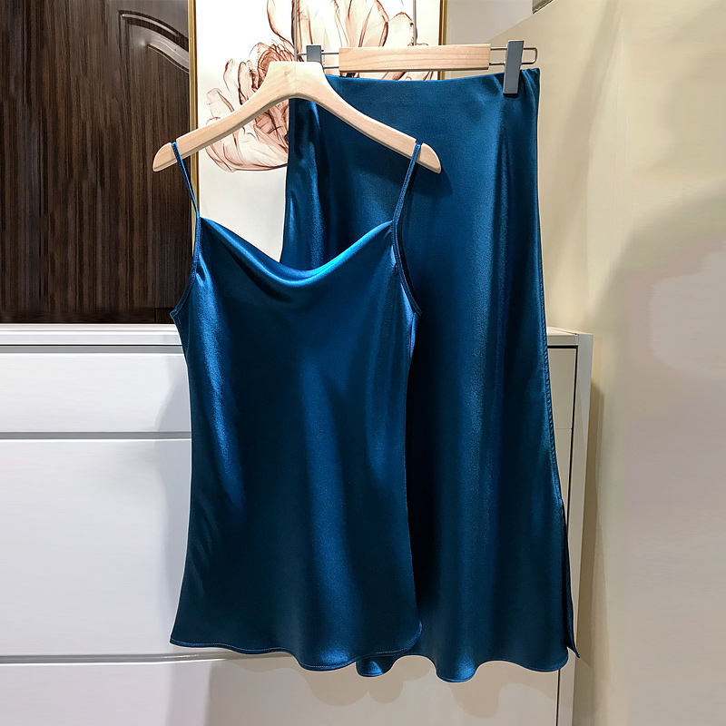 三醋酸缎半身裙长裙伞裙优雅淑女