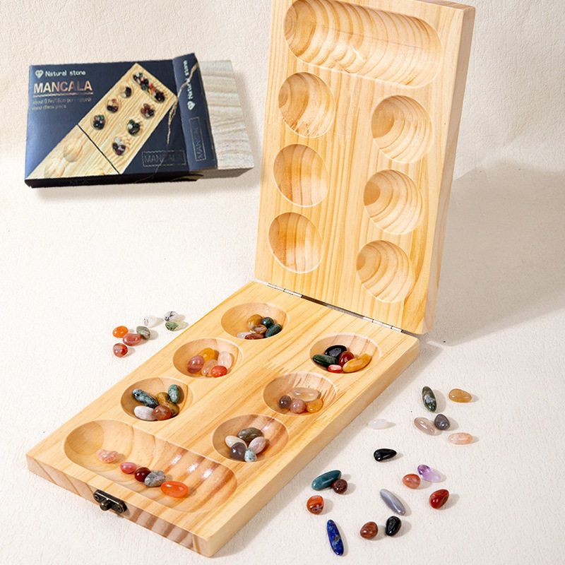 Mancala木制宝石棋颗粒归仓益智