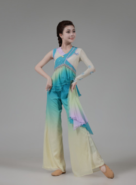 山东胶州女生定制扇子舞舞蹈表演套装练功排练舞台演出考试剧目服