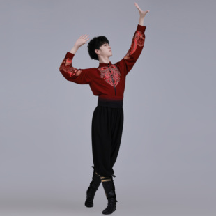 新疆维族定制剧目演出服装男式艺考舞台比赛服学生表演练功排练服