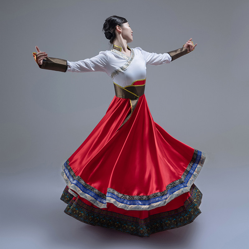 萨吾尔登蒙古族舞蹈演出服女少数民族考级舞台表演成人蒙族艺考服