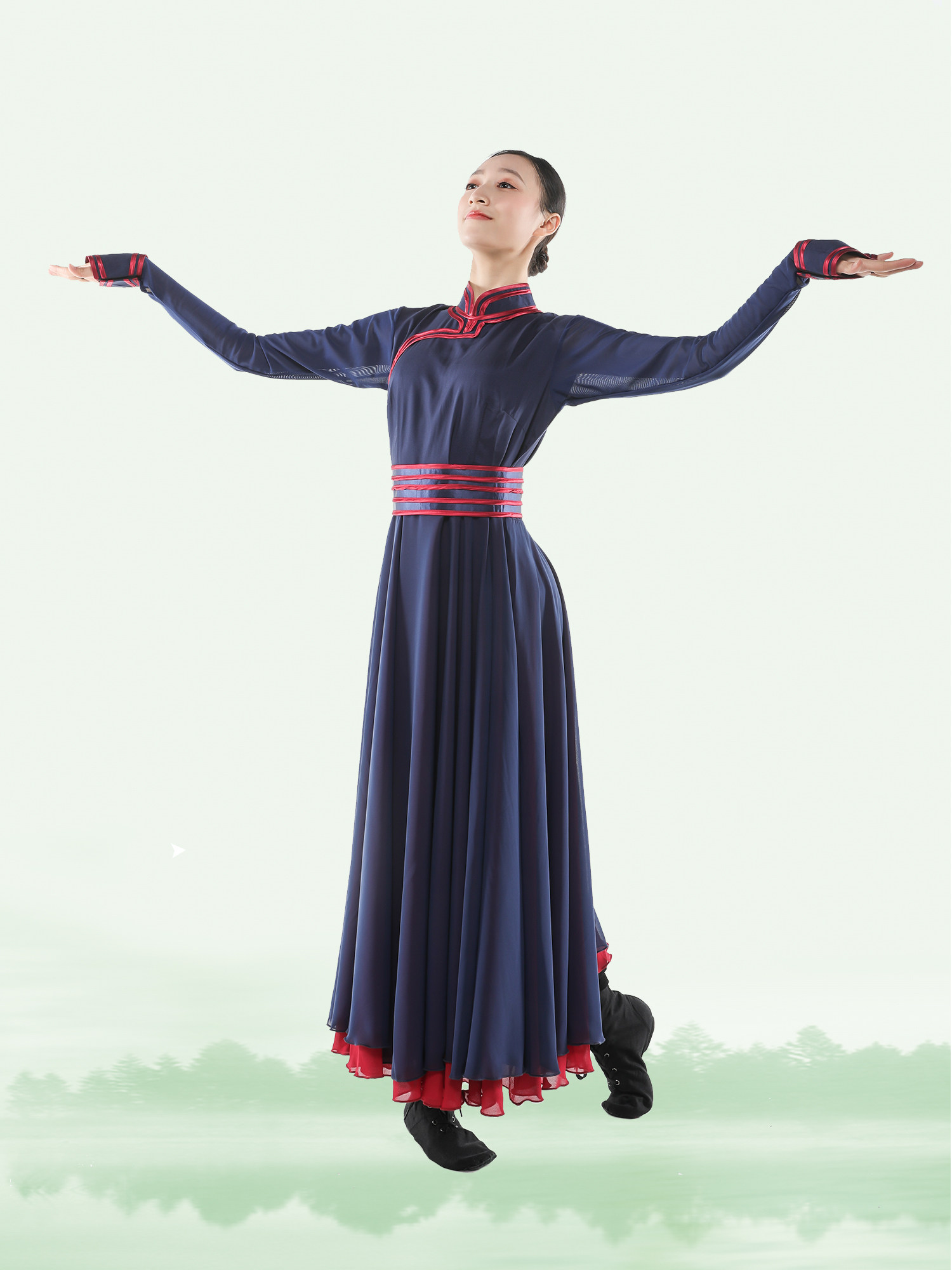 新款蒙古族成人表演服装女少数民族内蒙古袍筷子舞舞蹈演出服长裙