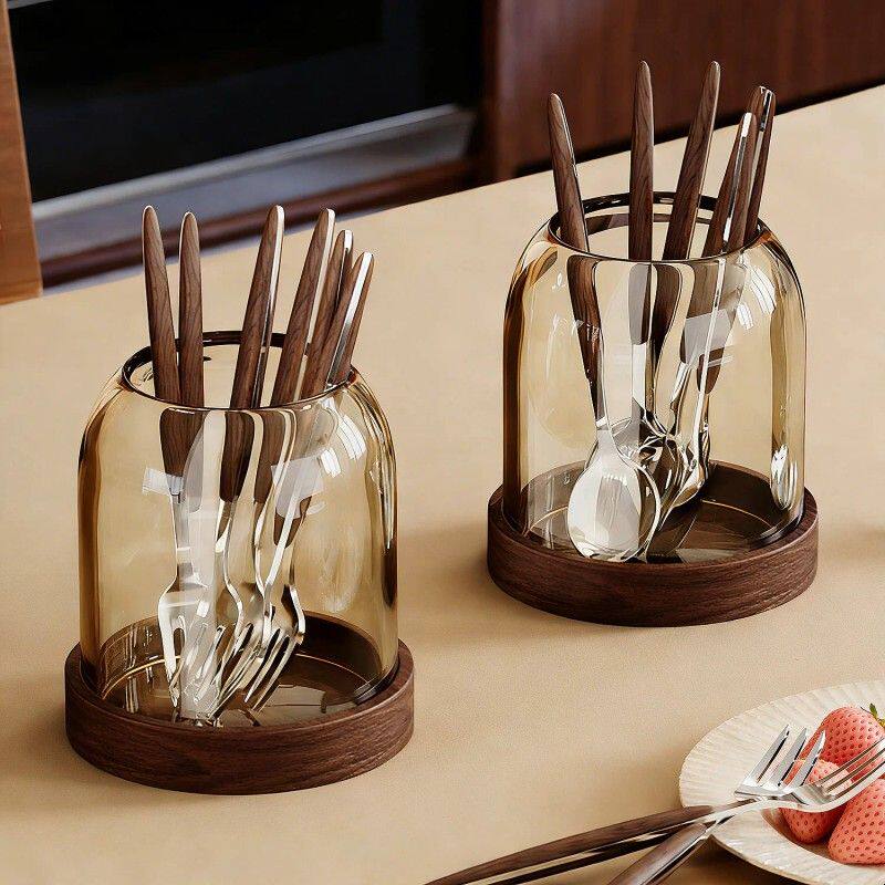 水果叉家用不锈钢轻奢高级感甜品蛋糕叉子餐具套装咖啡勺子收纳罐