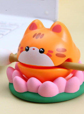 功德加一猫咪小木鱼玩具桌面解压装饰工位摆件礼物情绪稳定神器女