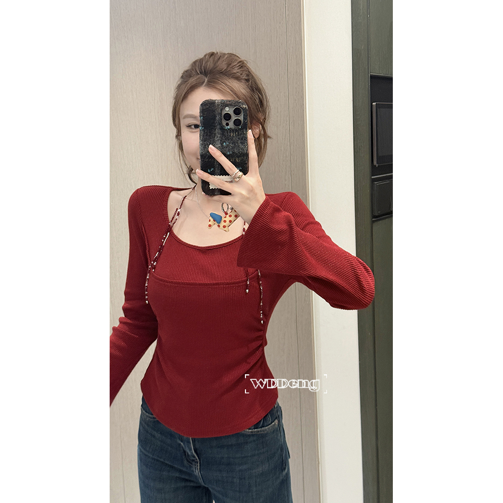 王等等 迷雾仙踪 2025秋冬原创高克重亮丝工艺针织上衣U225S13963