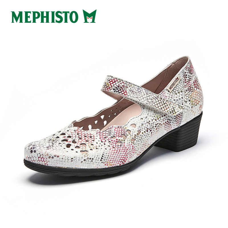 mephisto/马飞仕图手工鞋进口牛皮玛丽珍鞋女蛇纹印花潮夏ivora